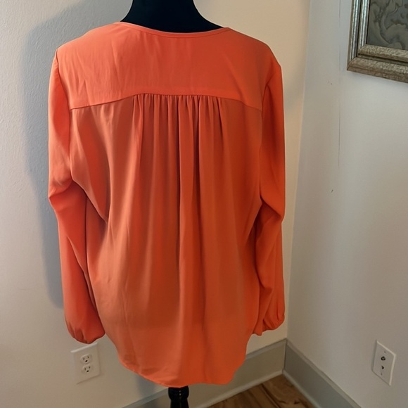 Karen Kane tangerine long sleeves Boho tie front pull over blouse top tunic XL - Picture 4 of 6